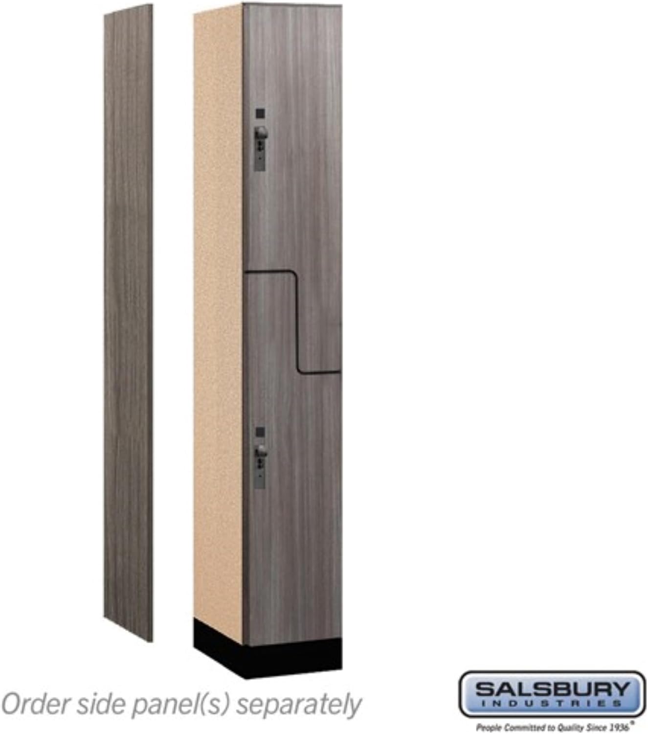 Salsbury Industries 12" Wide Premier Wood Locker-Double Tier 'S' Style-1 Wide-6 Feet High-18 Deep-Skyline Walnut-Black Hasps