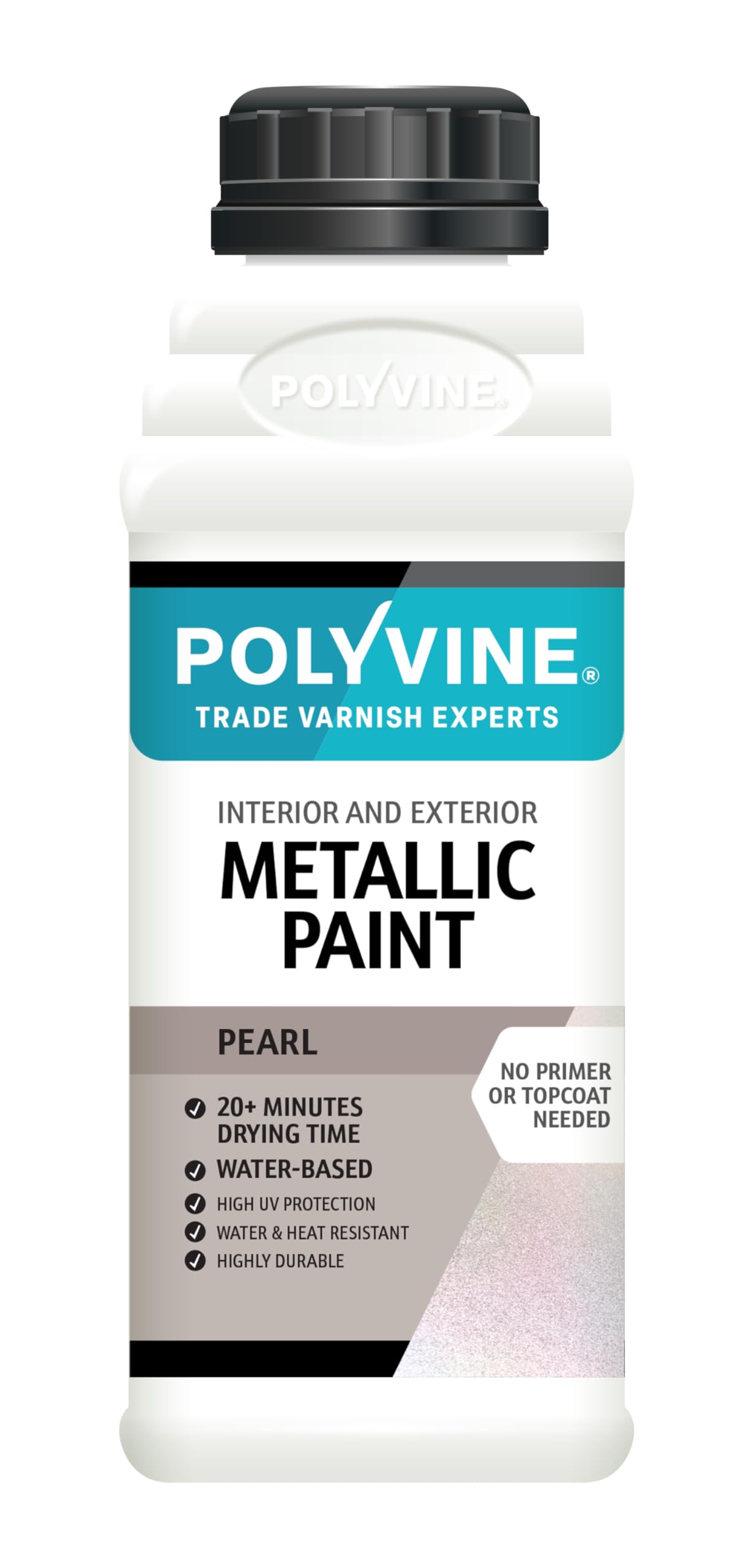 Polyvine Metallic Paint – Acrylic Metallic Heat Resistant Paint No Primer or Topcoat Needed - Water & UV Resistant Decorative Paint for Ceramics, Furniture, Ornaments, Interior Walls, Metalwork & More — image 1