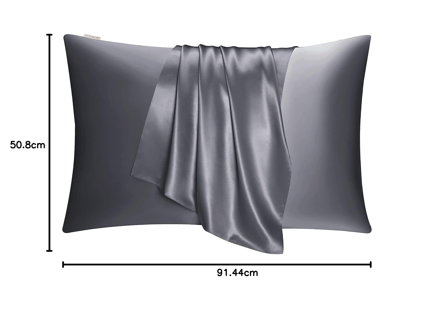 DISANGNI Funda de almohada de seda de morera 100% natural para cabello y piel con cremallera oculta, funda de almohada de seda de 22 Momme a ambos lados (gris oscuro, King)
