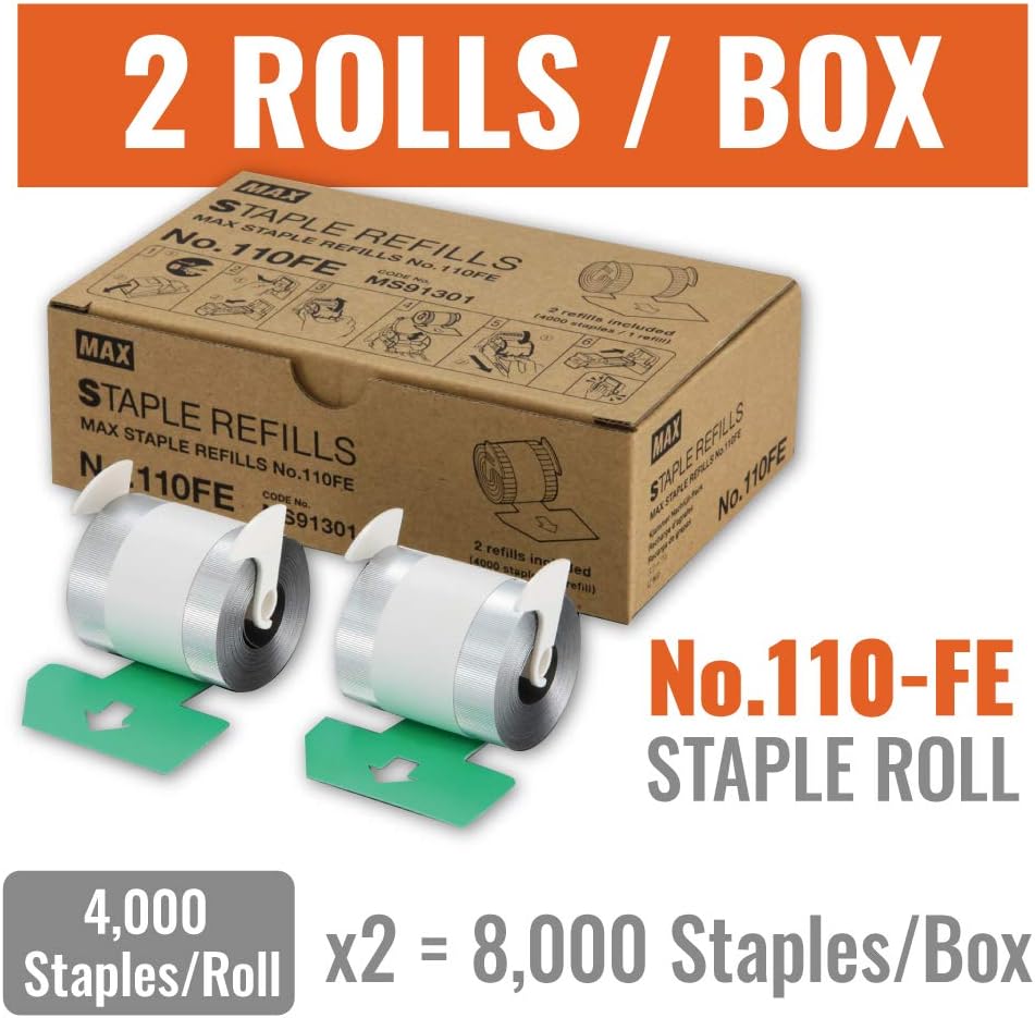 MAX USA Corp. NO.110FE Staple Refill for EH-110F Electric Stapler