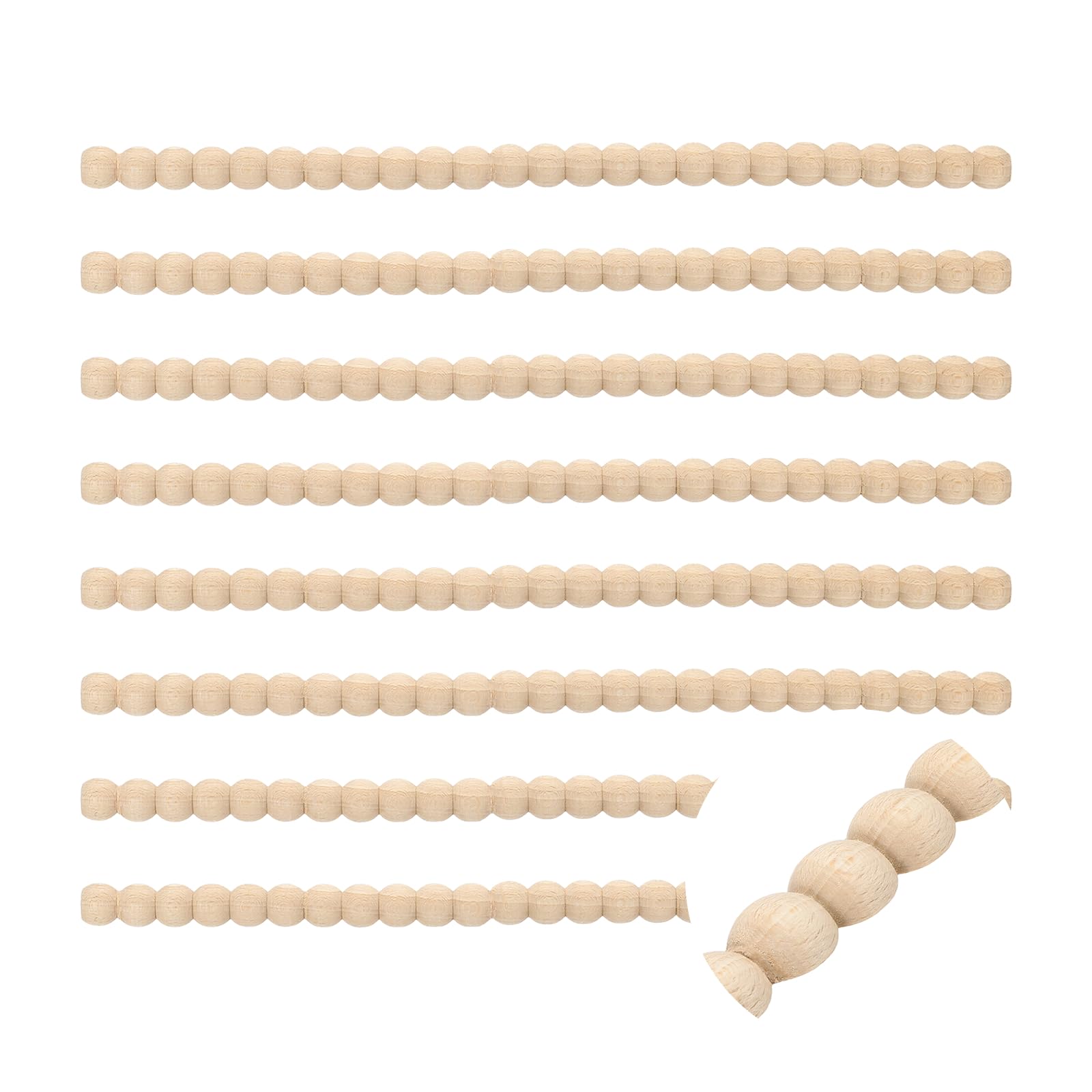 sourcing map 8Pcs 20mm Decorative Wood Trim,Unfinished 3D,Half-Round Pearl