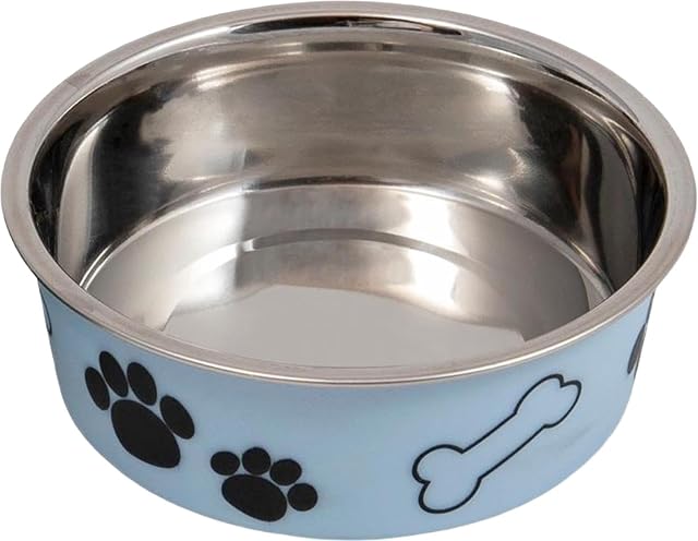 Jack and Vanilla, Cuenco de Acero Inoxidable Antideslizante para Perros y Gatos, Capacidad 750 ml