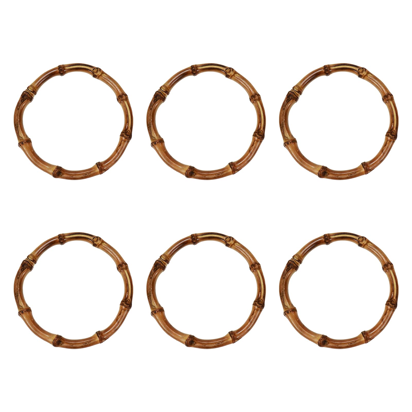 Quluxe 4 Inch Inner Diameter Round Bamboo Purse Handbag Purse Handles Replacement for Handcrafted Handbag DIY Bags Accessories (Pack of 6)