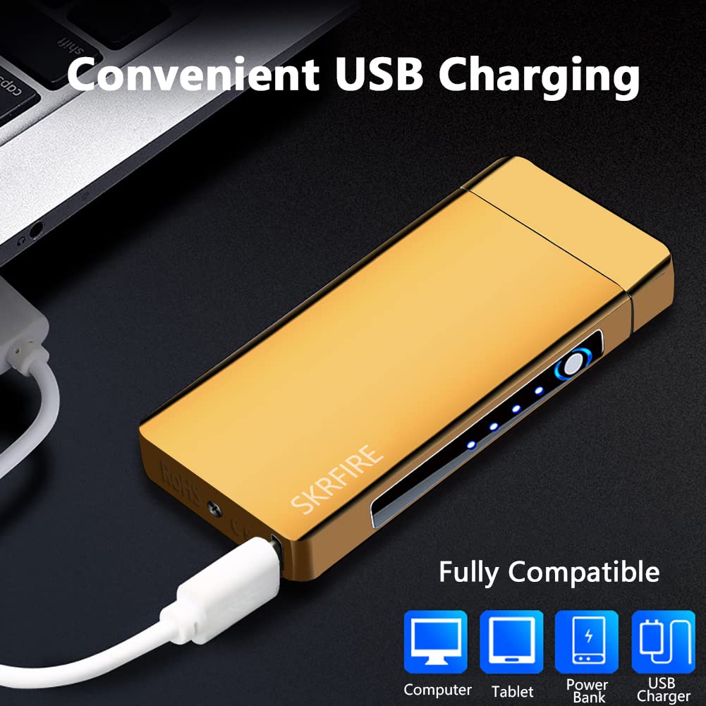 Set di accendini elettrici al plasma, ricaricabili tramite USB, antivento, senza fiamma, con confezione regalo, ideale per la festa del papà, Natale e viaggi, regalo perfetto per uomini e donne