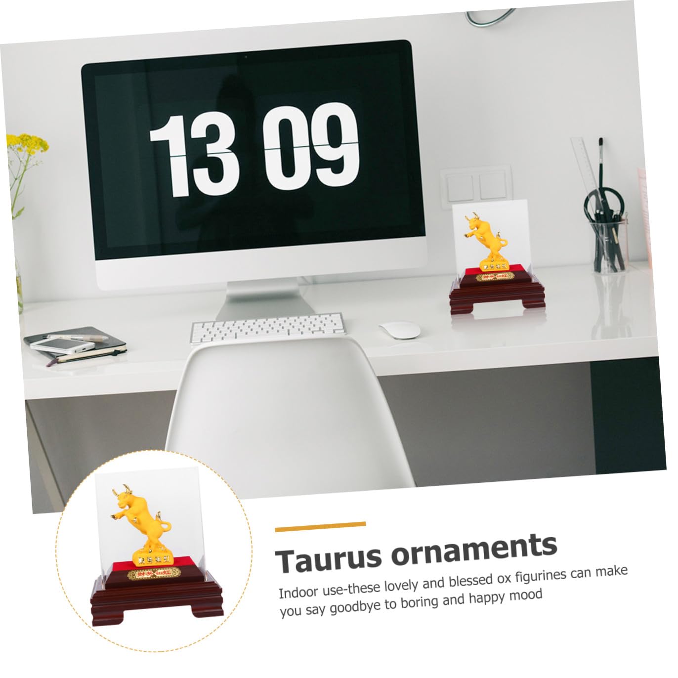 Veemoon Estatua Decorativa de Buey del Zodiaco Chino 2021 Mini 1 Pieza, Adorno de Escritorio Feng Shui para Hogar y Oficina, Figura Coleccionable Símbolo de Prosperidad y Diligencia