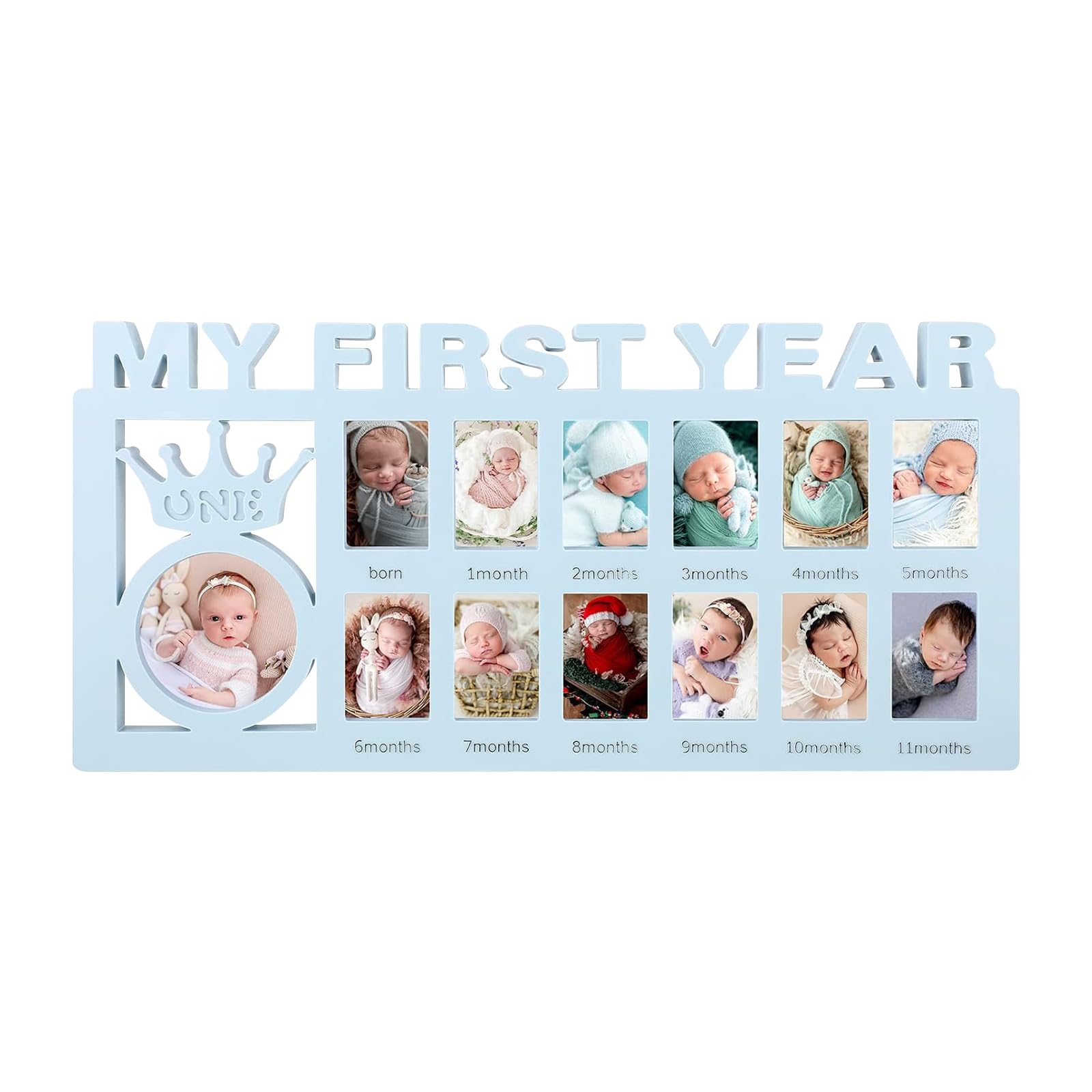 Upriver 1st Birthday Picture Frames Baby Shower Keepsake Picture Frame My First Year Photo Frame Baby Boys Birthday Decoration Album