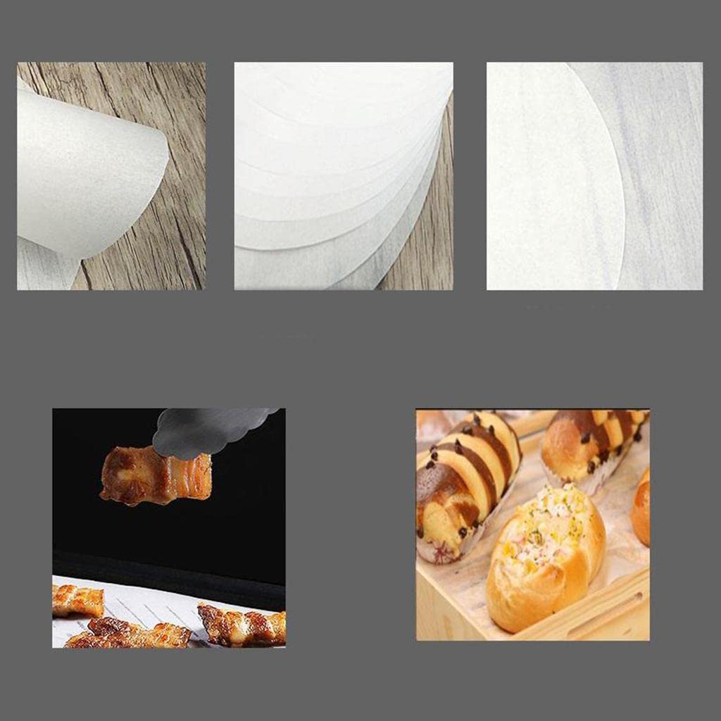 Milageto 5 Paquetes Papel Pergamino Redondo Antiadherente Hojas de Cera para Hornear Discos para Hamburguesa Bases para Pastel Material de Pulpa de Madera, 5 Piezas