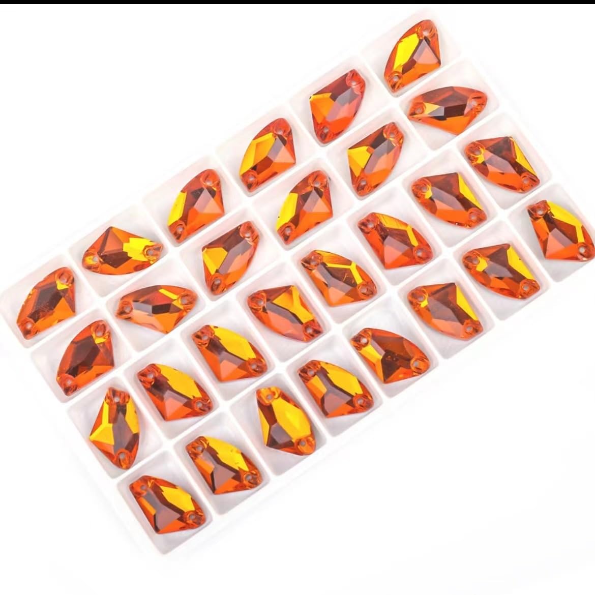 cyrkonie， Szyte kamienie Płaskie kryształki do szycia Szklane Akcesoria ubrań(Orange,9x14mm 48Pcs)