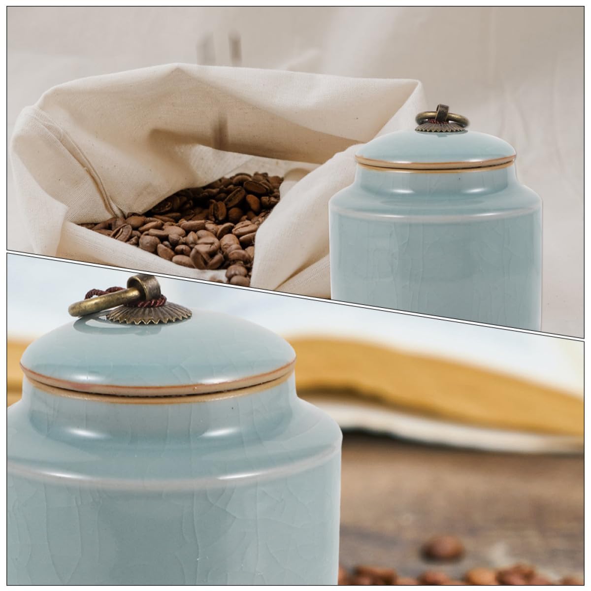 jojofuny Barattoli per la Conservazione in Ceramica Sigillati 2 Pezzi Contenitori per Tè e Alimenti Secchi Design Elegante per Cucina Barattoli Decorativi Adatti a Casa Hotel e