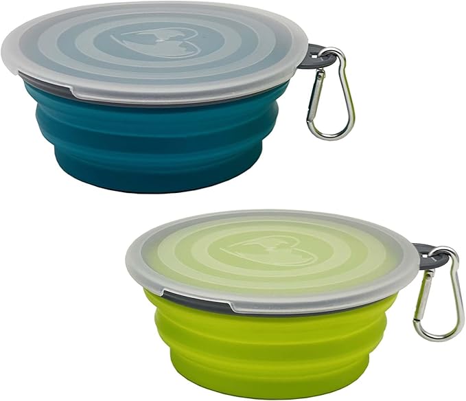 Small Collapsible Dog Bowl 12oz,2 Pack Portable and Foldable Pet Travel