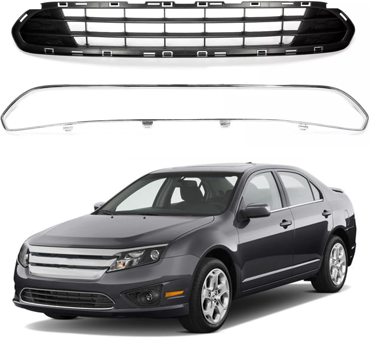 Front Lower Chrome Molding Trim Grille Mesh Style Fit For F0RD Fusion 2010-2012