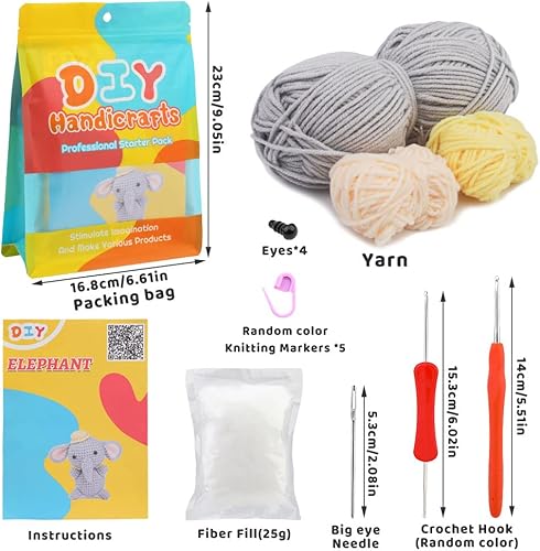 Miniatura 2 de UzecPk Kit de ganchillo para principiantes, kit de animales de ganchillo con hilo, kit completo de ganchillo para adultos y niños, manualidades con