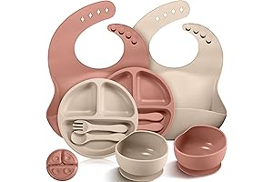 10-Piece Baby Led Weaning Feeding Supplies Set in Beige and Orange