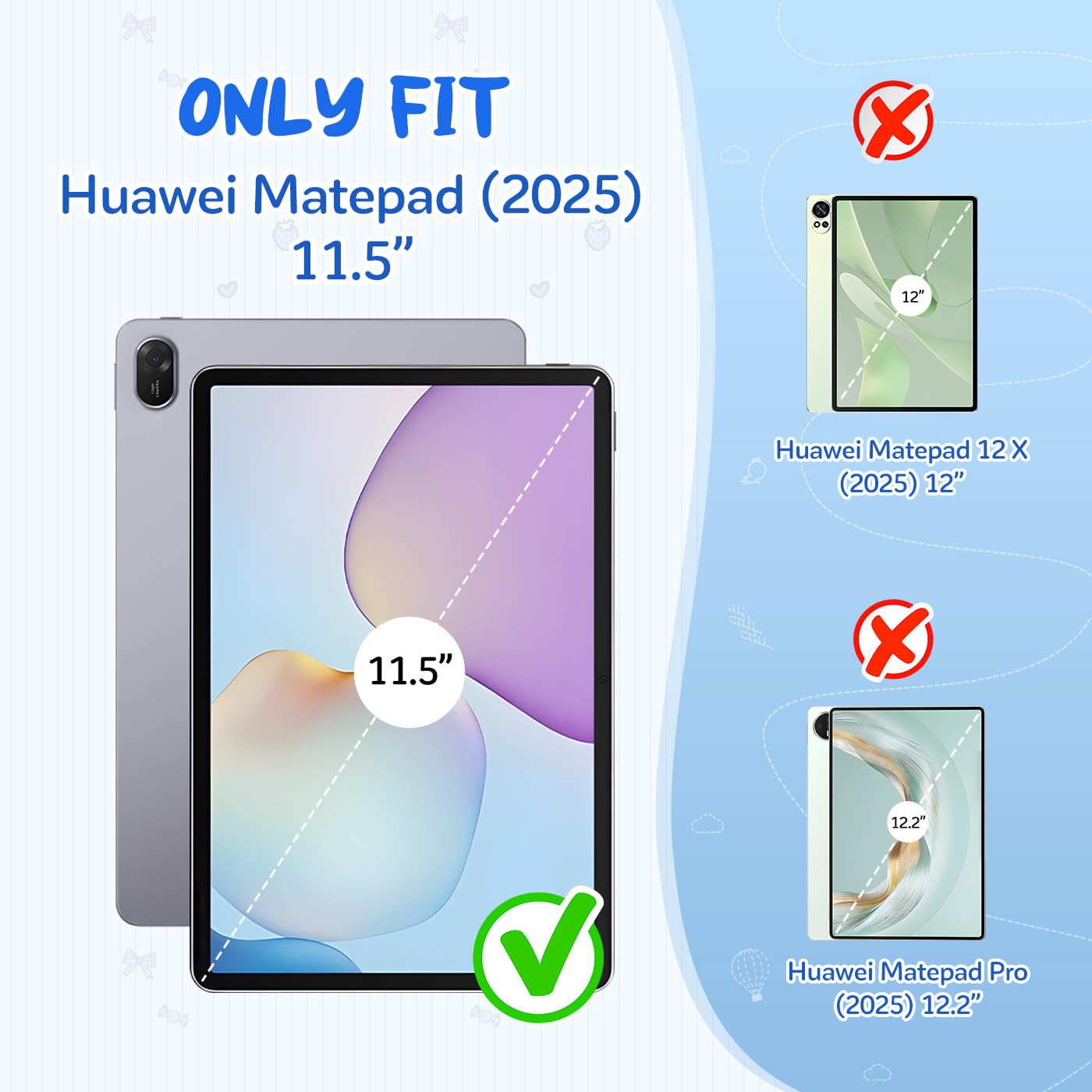 Funda para Huawei MatePad 11.5 2025/ MatePad 11.5 S 2024, Eva Ligera a Prueba de Golpes con asa Infantil y Correa para el Hombro, Azul