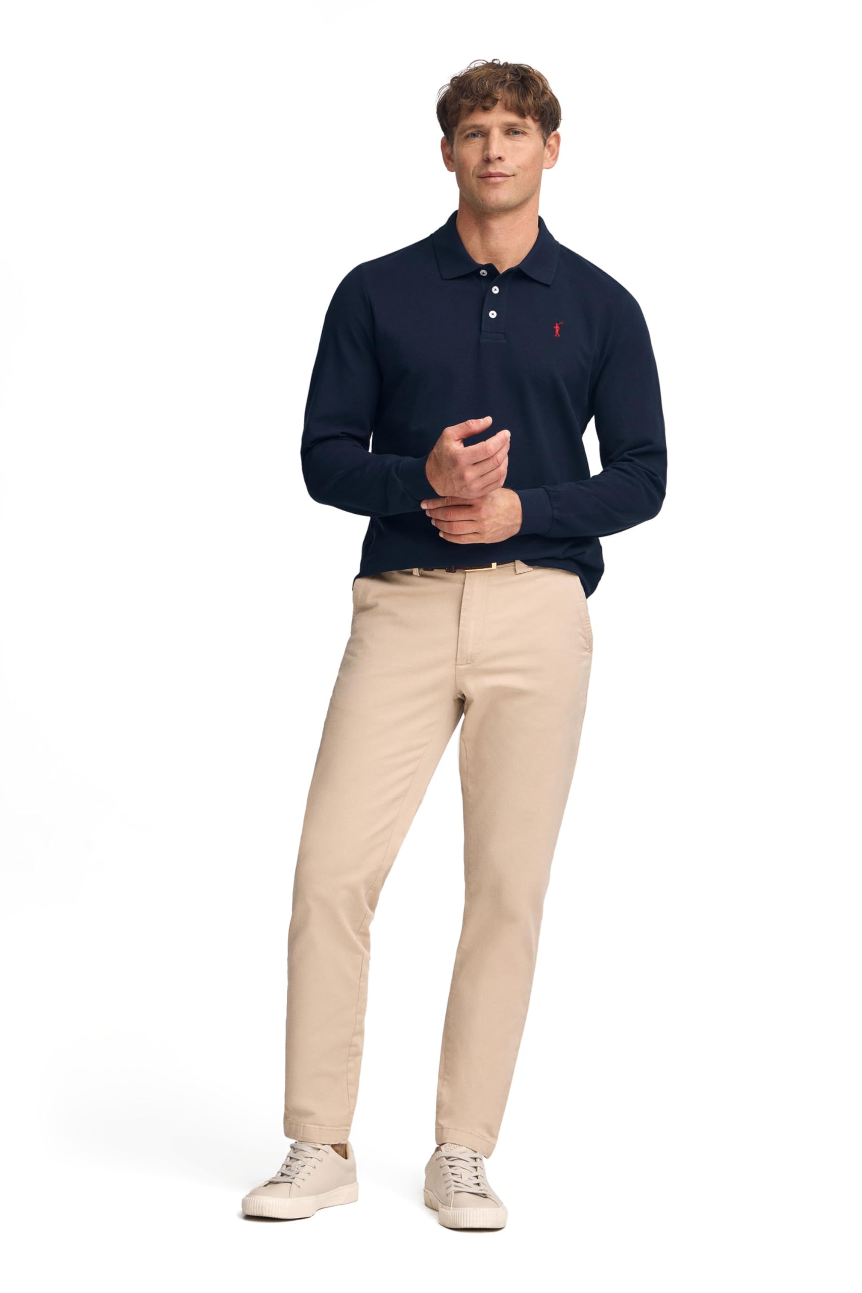 Polo Club Polo Elegante Uomo Manica Lunga Ricamo con Logo - 100% Cotone -