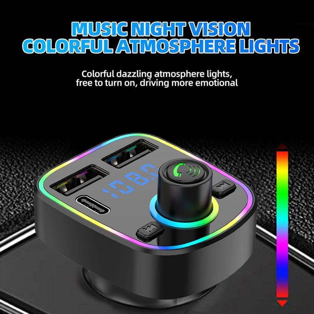 Acquista Trasmettitore FM per auto Bluetooth 5.3 PD 30W Dual USB 3.1A Type-C Caricatore rapido Chiamata in vivavoce Kit per auto Lettore Mp3 Ricevitore Modulatore FM Supporto TF U Disco in Italia