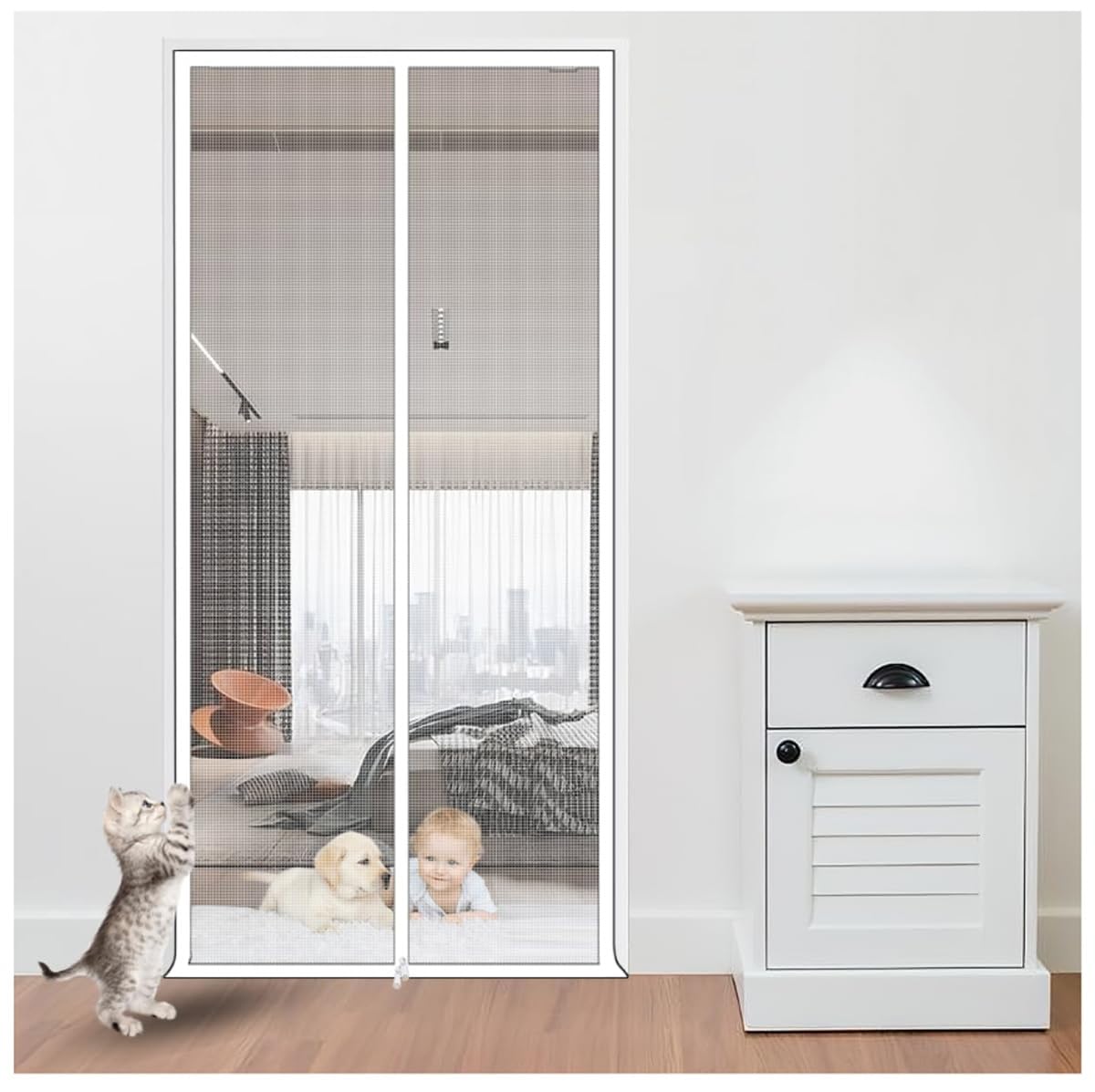 Kattenhor Balkondeur Verdikte Kattenhor Vliegenhor For Woonkamer, Slaapkamer, Keuken, Terras, Hond Kat Krasbestendige Gaasdeur Met Ritssluiting (Color : D, Size : 90x200cm