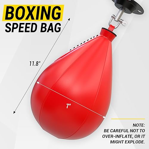 Miniatura 2 de WingeddreaM Bolsas de velocidad de boxeo, piel sintética, paquete de 2 bolsas de boxeo para colgar, Speedball, Dodge Striking Bag para boxeo, artes