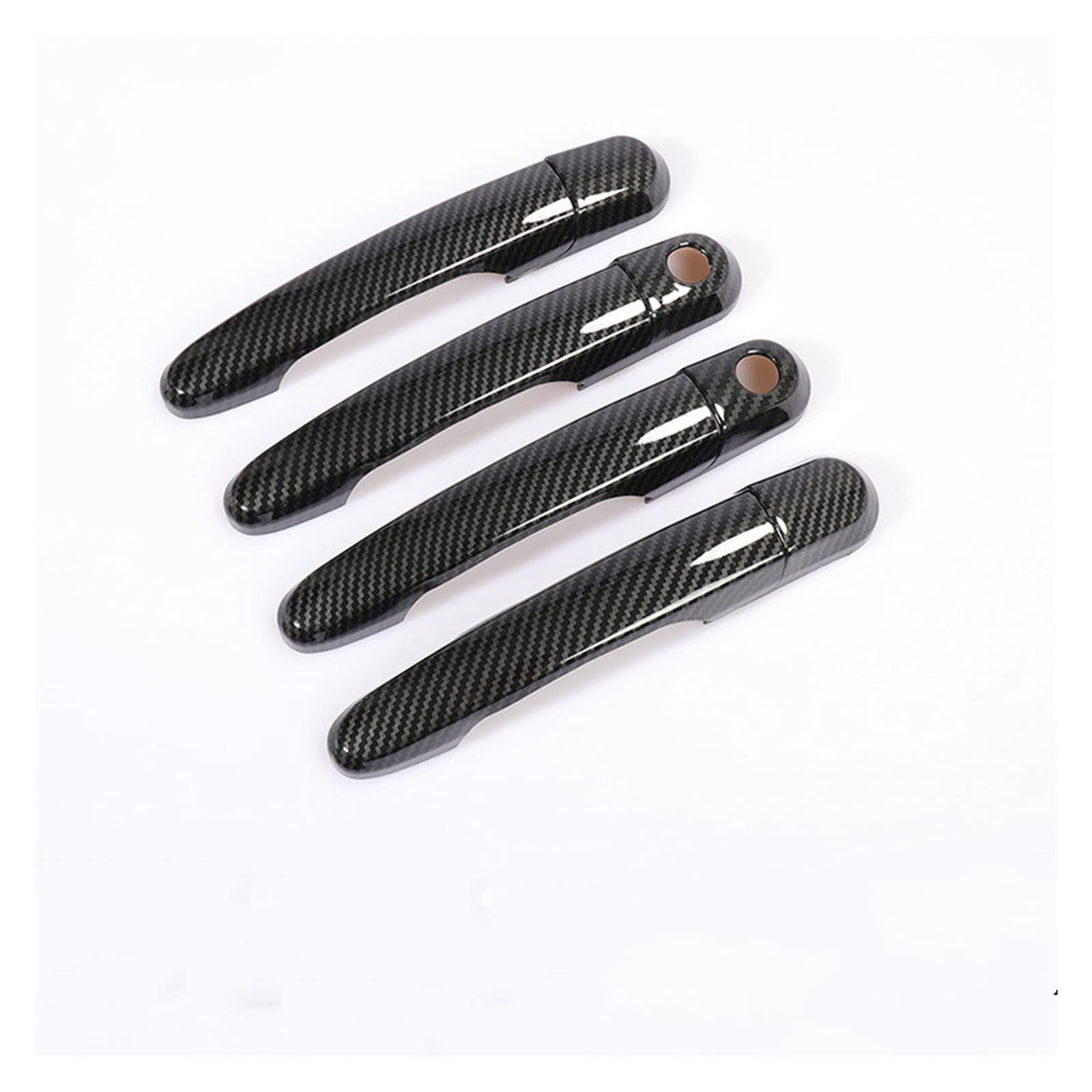 Rinkteea One Color Exterior Car Door Handle For Kia Ceed Cee'd 2006-2012 Chrome Carbon Fiber Car Door Handle Cover Trim Stickers Styling Overlay(Black 2 Keyholes)