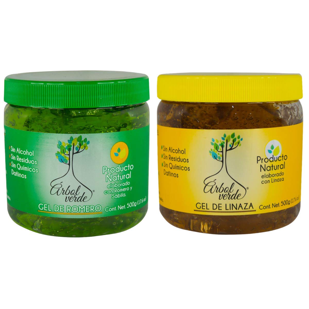 Green Tree – Natural Linseed and Rosemary Gel Alcohol Free for Curly Hair – Fixing Gel – 2-Pack – 500g