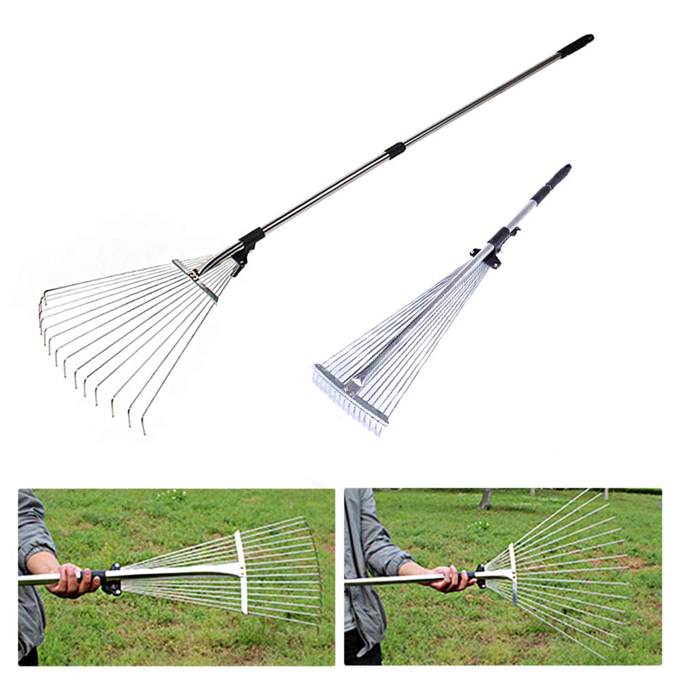 Collapsble Rake Leaf Rake for Yard Lawns Collapsible Rake Camping Retractable Garden ...