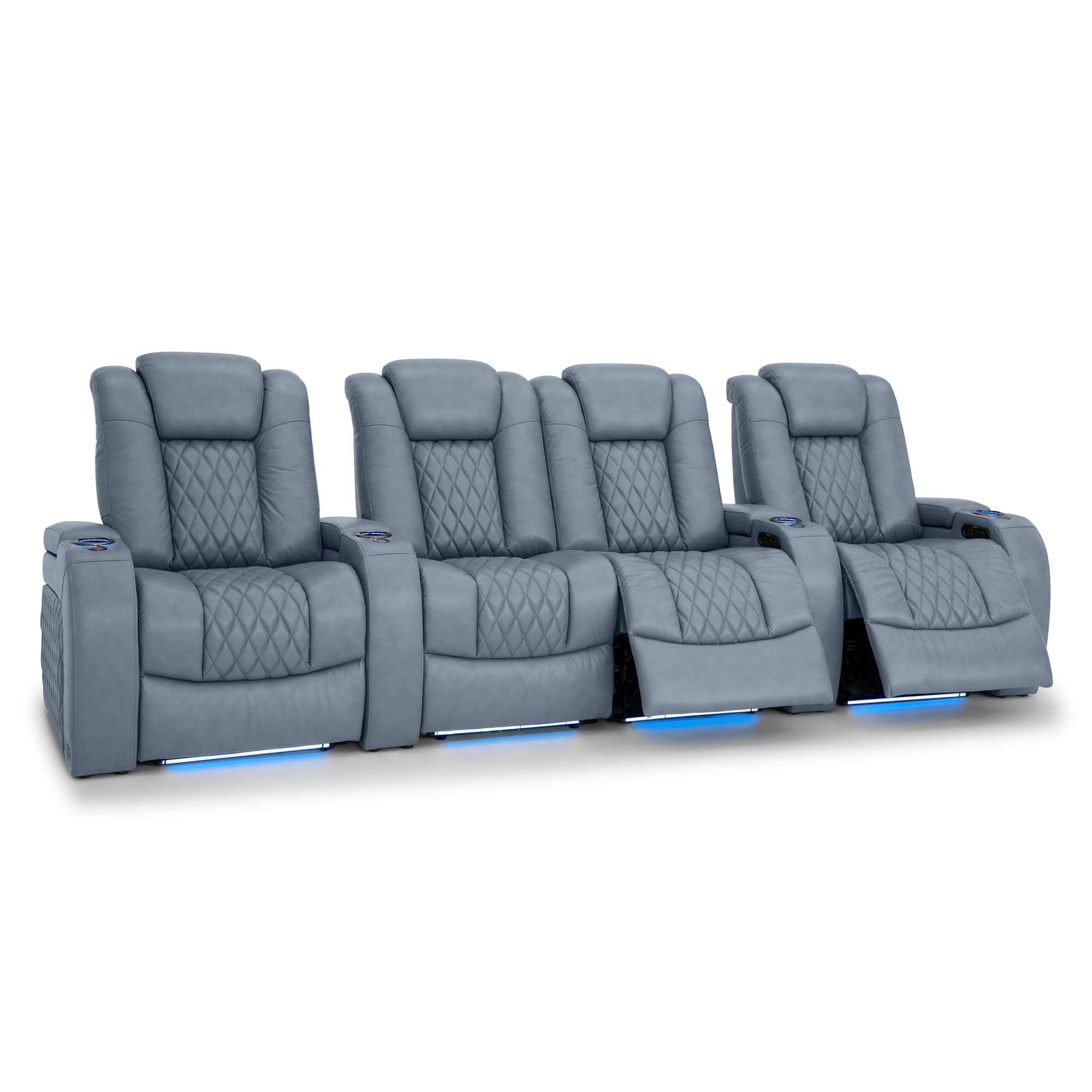Seatcraft Diamante Home Theater Seating Smokey Blue Row 4 Middle Loveseat