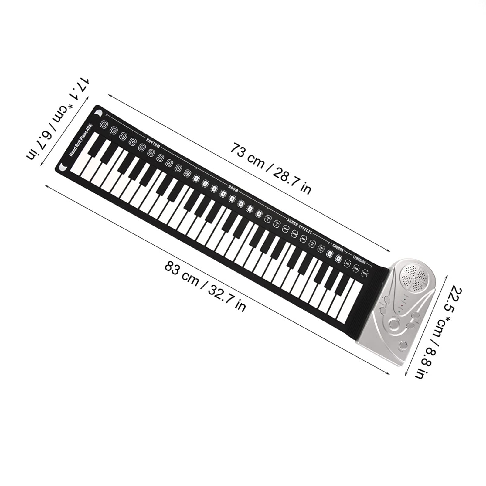 Asixxsix Roll Up Piano, 49-klawiszowe Przenośne Pianino Lekki materiał Silikonowy Wbudowany Głośnik 6 Utworów Demonstracyjnych 16 Barw Pianino Elektroniczne z Gniazdem 3,5 Mm dla Dzieci (SILVER)