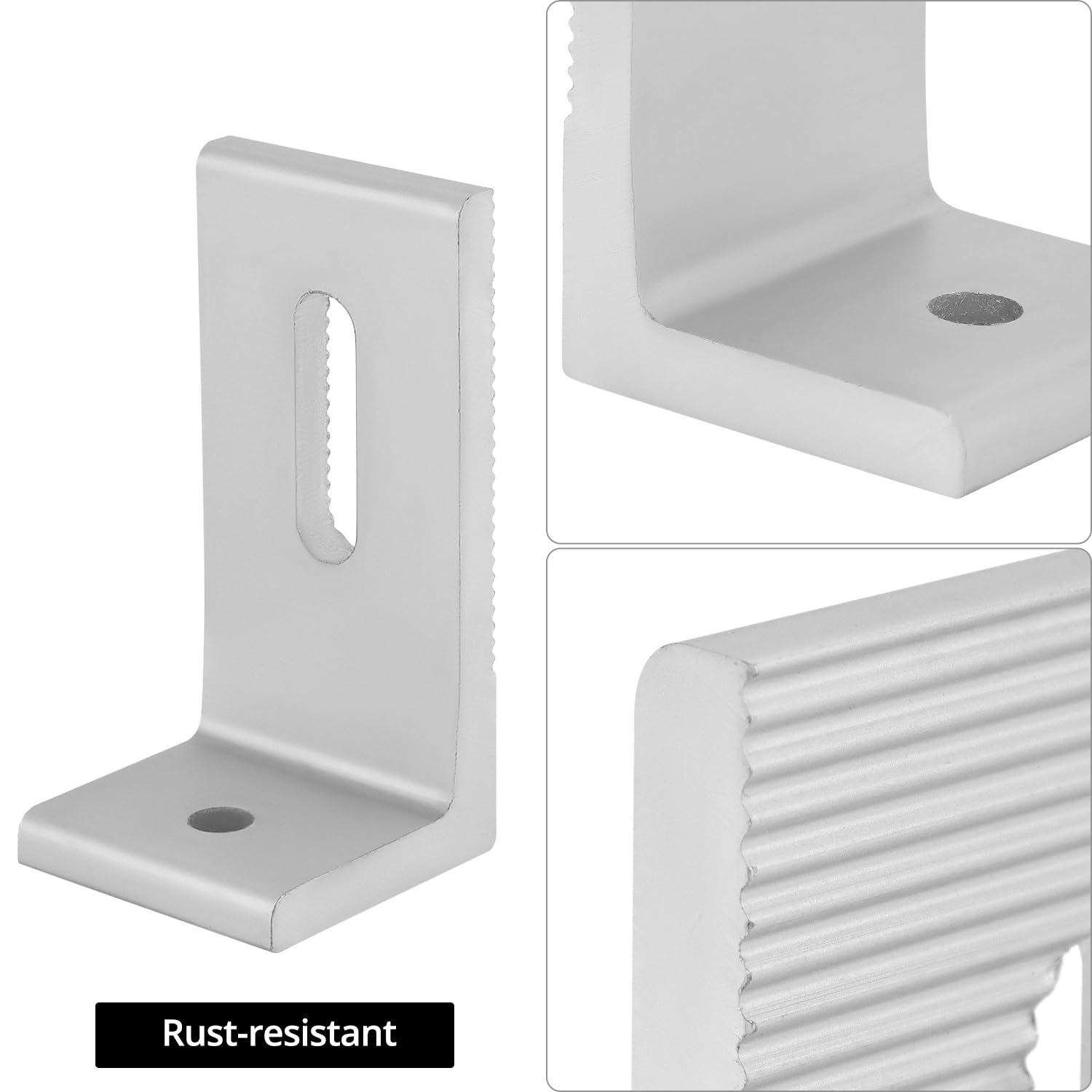QWORK® 10 Piezas Soporte Placas Solares de aluminio de 90° para montaje de paneles solares, ángulo de montaje en L, soporte fotovoltaico para techo plano, con tornillos