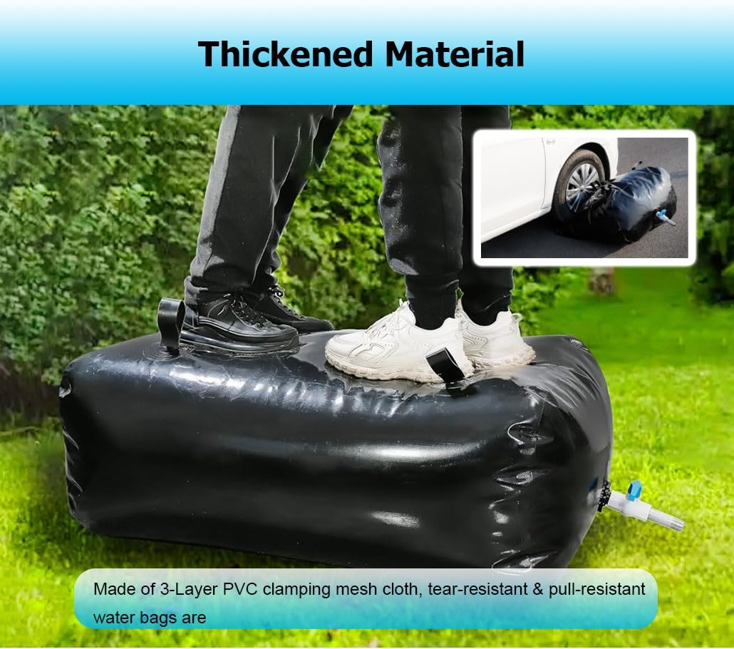 Este depósito de Agua portátil de PVC de 4000 L para caravanas, Camping y Recogida de Agua de Lluvia, contenedor de Almacenamiento de Agua Plegable con Kit de rebosadero (3 x 1,7 x 0,8 m / 1
