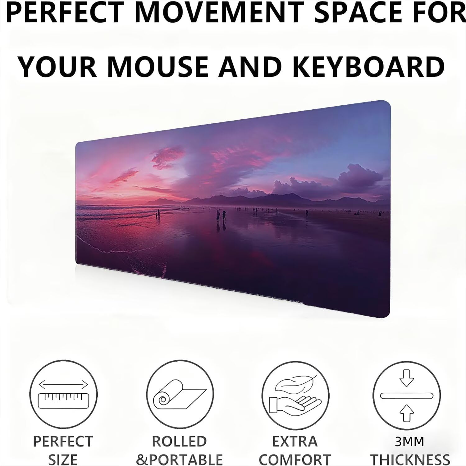Podkładka pod mysz, podkładka pod mysz XXL 1200 x 600 podkładka pod mysz dla graczy, wodoodporna gumowa podstawa, duża podkładka pod mysz do gier na biurko zszyte krawędzie wodoodporna antypoślizgowa