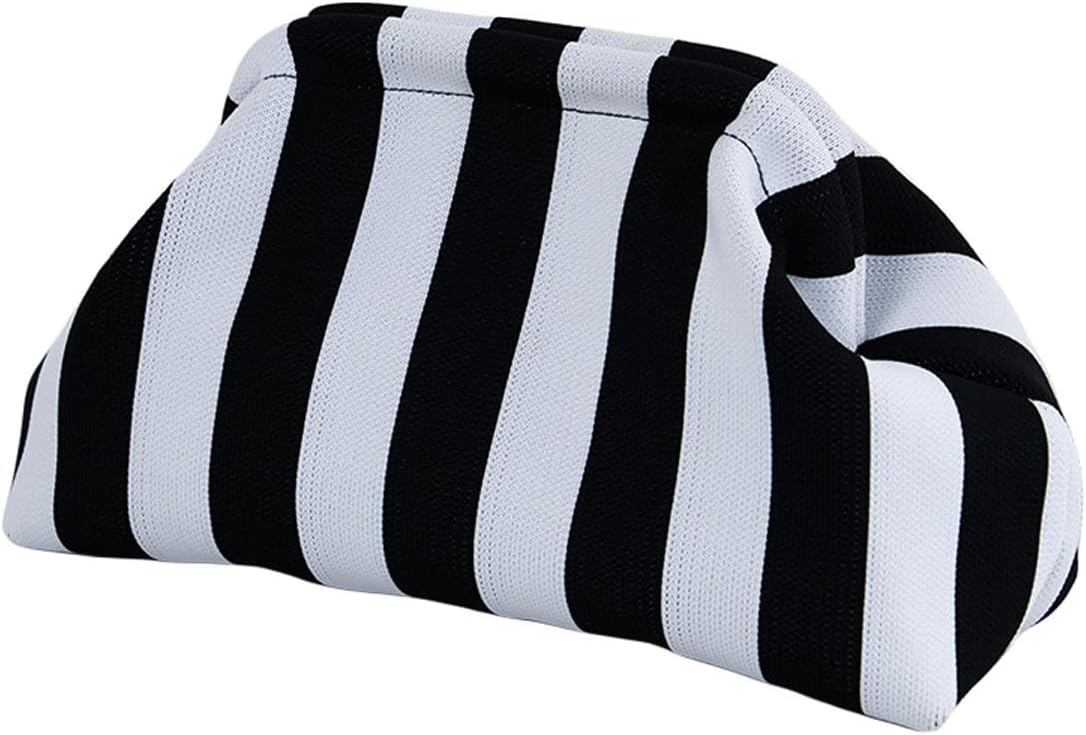 Summer Stripe Crochet Bags Clutch for Women Beach Woven Color Block Dumpling Bags Purse