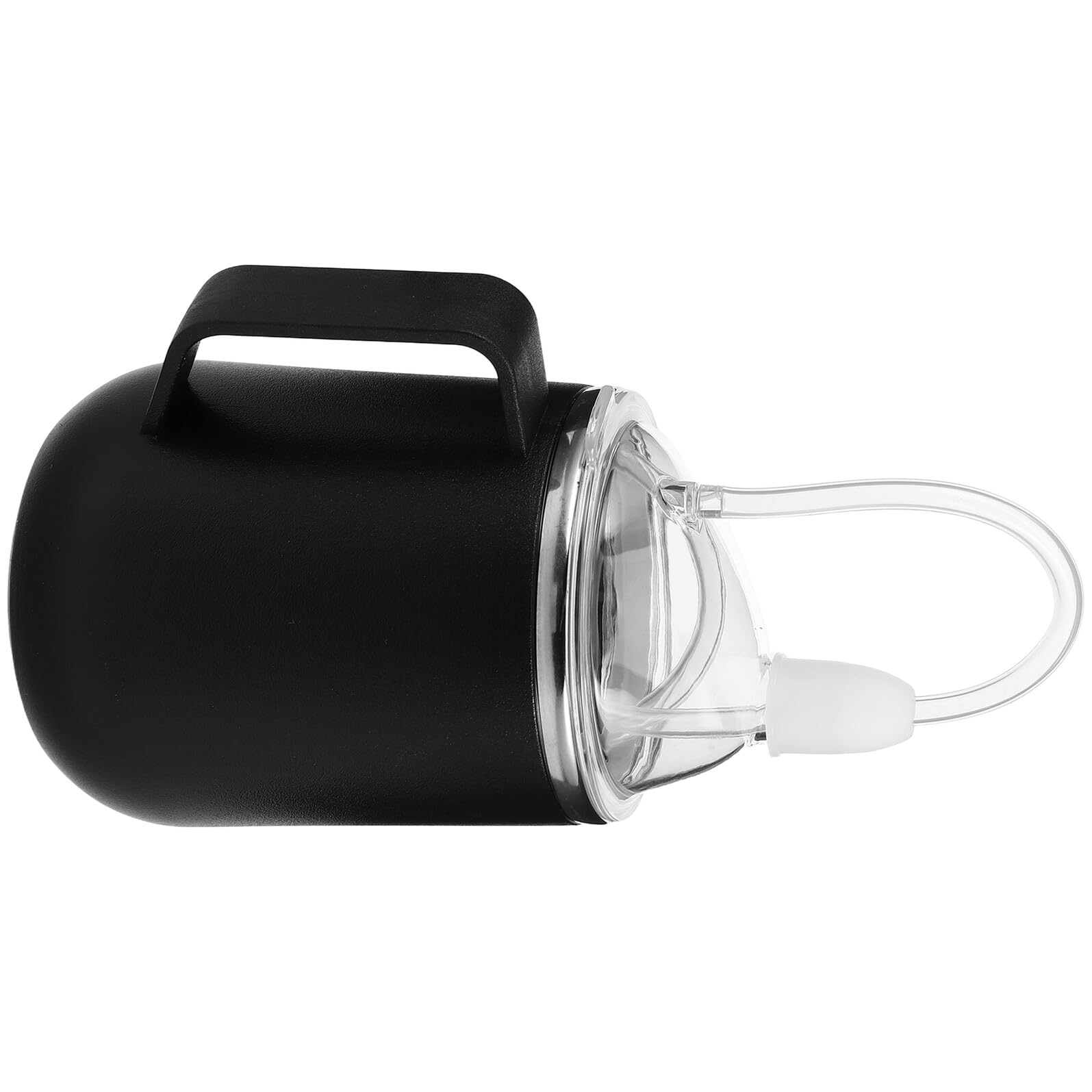 GANAZONO Trinkbecher mit Strohhalm 450ml Edelstahl für Erwachsene Schwarz
