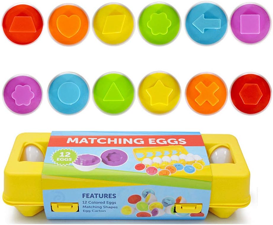 JUNBESTN Easter Matching Eggs Connect Eggs Parlour Games Toys Gifts for 2 3 Years Old Kids Toddler Baby Girls Boys Shape Color