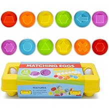 JUNBESTN Easter Matching Eggs Connect Eggs Parlour Games Toys Gifts for 2 3 Years Old Kids Toddler Baby Girls Boys Shape Color