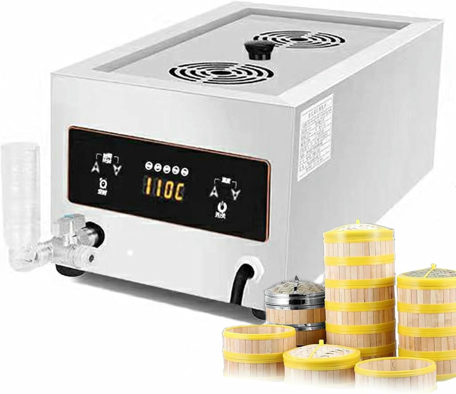 Máquina Elé Ctrica Para Bollos Al Vapor, Calentador Comercial De Bollos Al Vapor De Acero Inoxidable Con Alarma De Ebullici Ón En Seco, Vaporera De Alimentos Para El Hogar De 2 Y 6 Orificios Con Contr