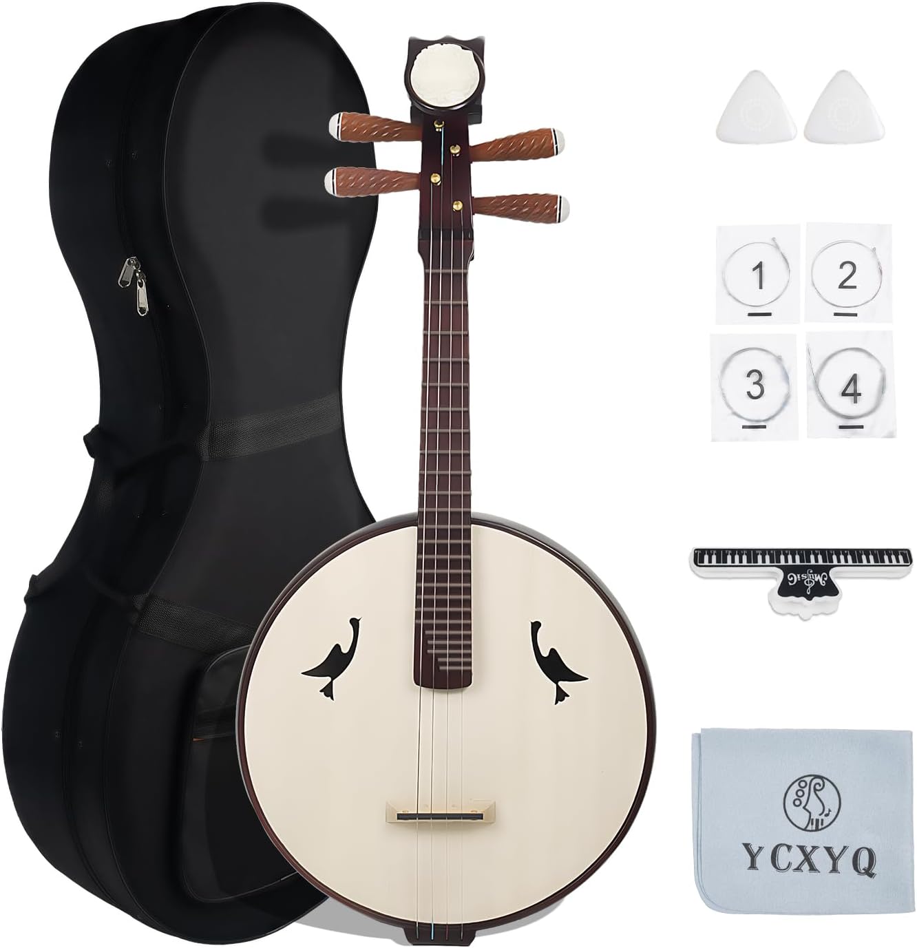 Hardwood Zhongruan Professional Handmade Alto Ruan Rosewood Piano Axis and Frets Zhongruan Lute Traditional Chinese Stringed Instrument Suitable for Beginners Adult Musicians