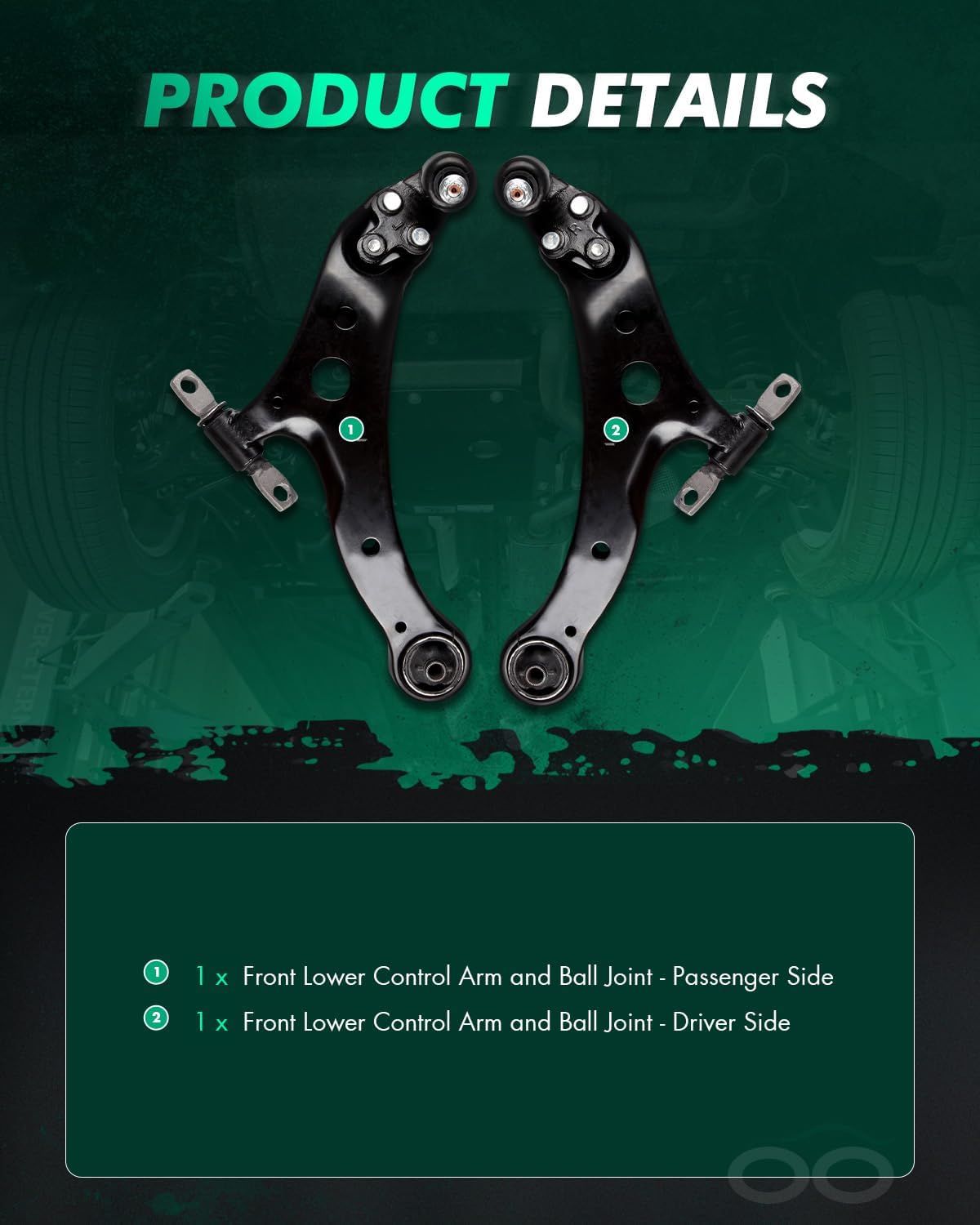 SCITOO 2pcs Suspension Kit 2 Front Lower Control Arm With Ball Joint fit for 2002-2003 for Lexus ES300 ES330 ES350 RX330 RX350 RX400h for Toyota Avalon Camry for Highlander Solara CMS86181 CMS86182