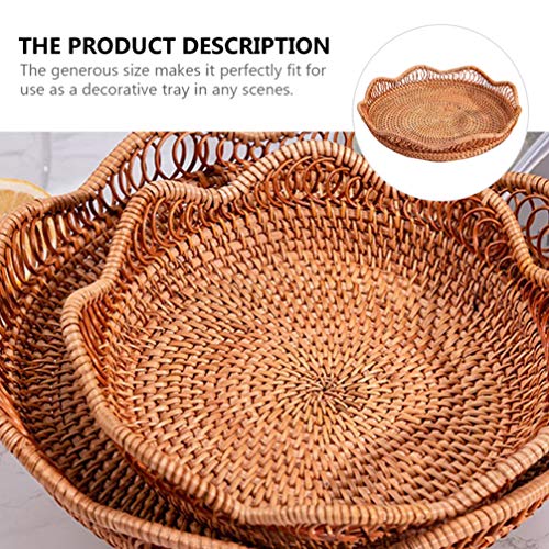 VALICLUD Cesta de servir pão redonda de vime frutas vegetais cesta de lanche cesta de vime decorativ
