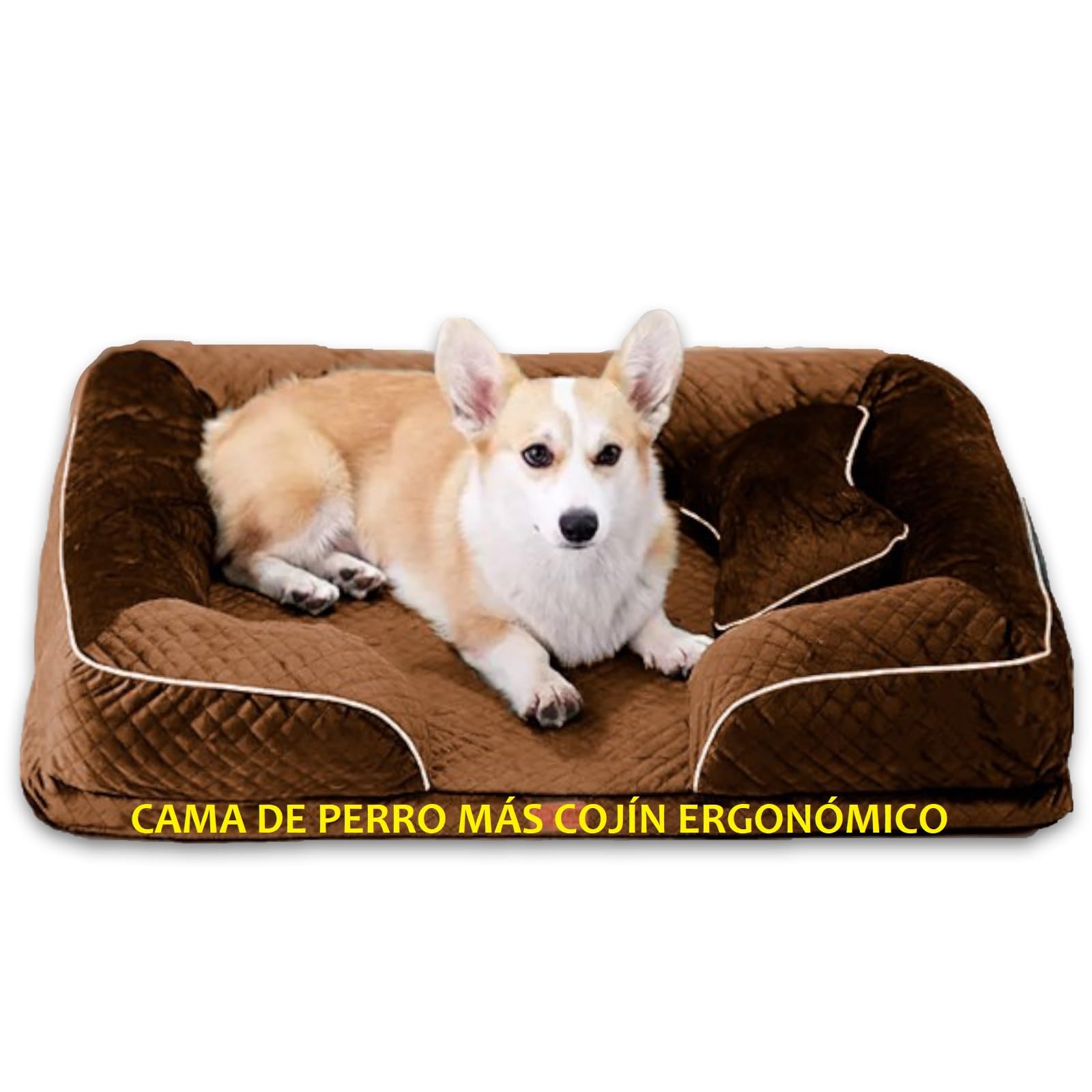 Cama para Perro 68 x 54 cm - Más Cojín, Viscoelástica, Ortopédica, Impermeable, Lavable y Desenfundable - Para Verano e Invierno - Cojines Extraíbles - Haz que Tu Mascota Disfrute y Descanse