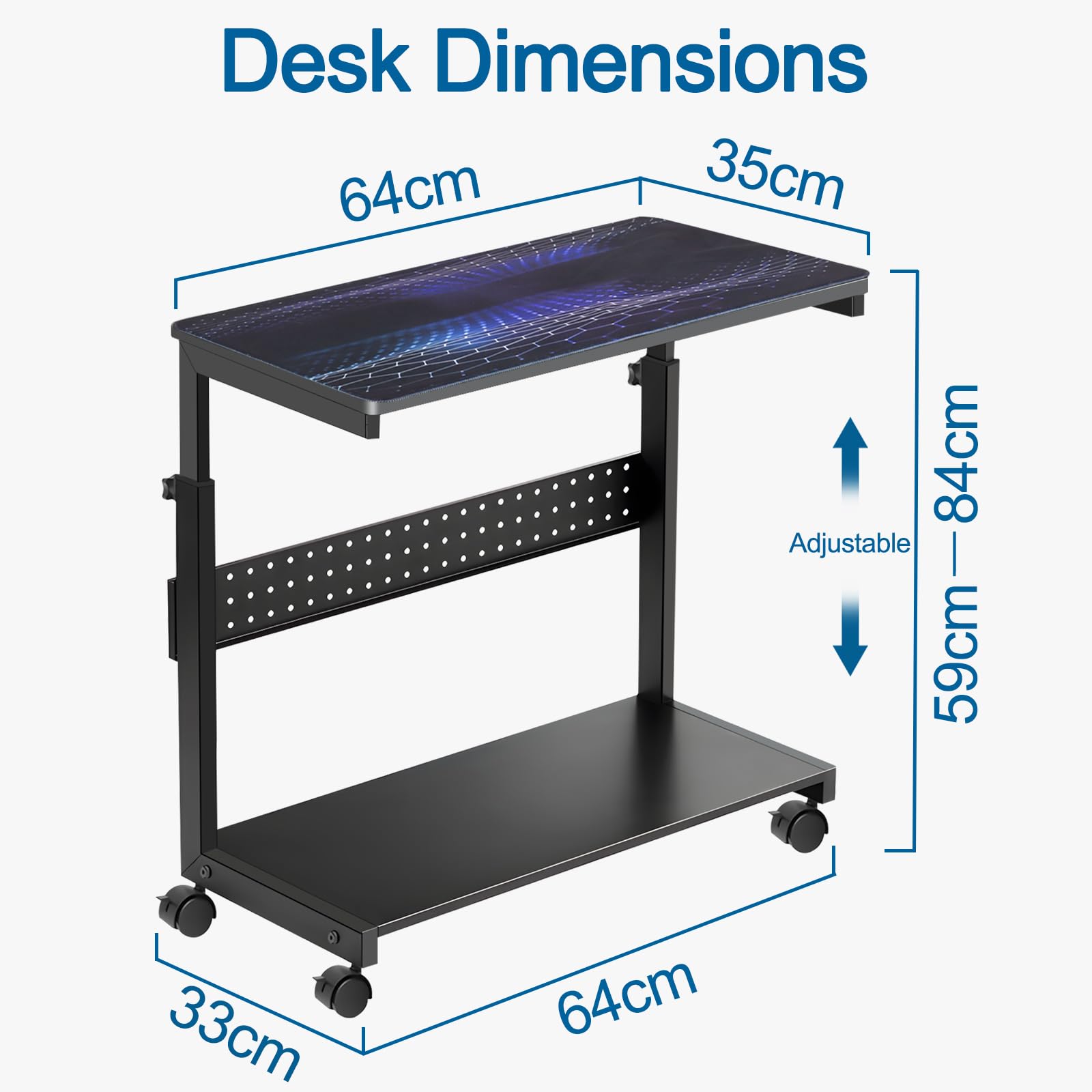support pour processeur à 2 couches - Réglable en hauteur - Boîtier ATX - Imprimante de bureau - Avec roulettes et tapis de souris