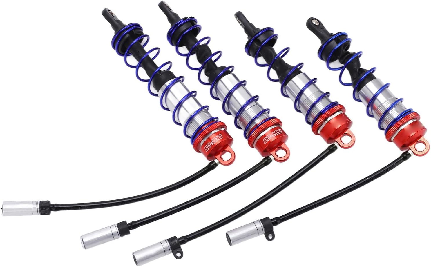 RC Shock Absorber Set Oil Adjustable Front Rear Damper High Performance Upgrade for 1/8 RC Car Crawler Truck Truggy Aluminum Alloy 4PCS (Red)