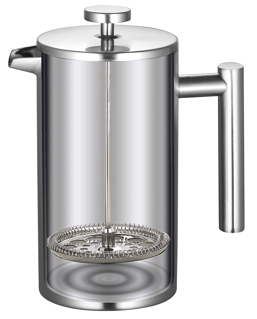 Rosenstein & Söhne Isolier Kaffeebereiter: 2er-Set Thermo-Kaffeebereiter, French-Press, Edelstahl, 1 Liter (doppelwandig, Press-Kaffeemaschine, Tasse)