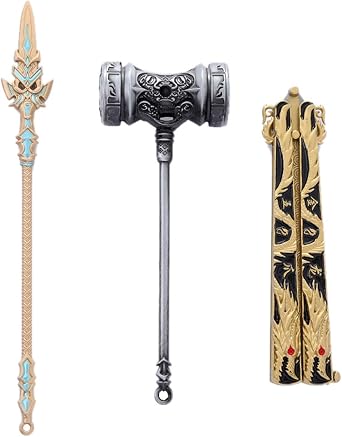Ancient Weapon Model Set, Mini Cold Weapon Ornament Keychain Accessory F, Black