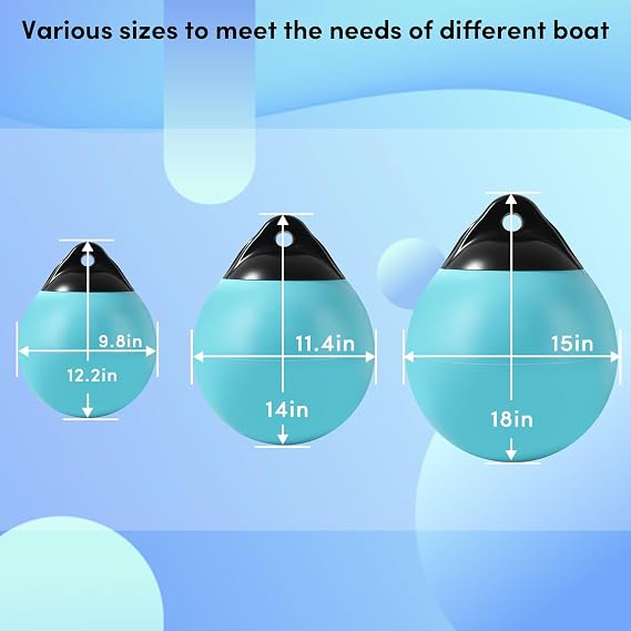 Boat Mooring Buoy 10/12/15 inch,Round Boat Fender Ball Boat Buoy Ball,Inflatable Boat Fender Dock Bumper Ball Anchor Buoy Suitable for Yachts Marinas Sailboats Ski Boats
