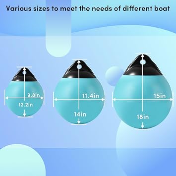 Boat Mooring Buoy 10/12/15 inch,Round Boat Fender Ball Boat Buoy Ball,Inflatable Boat Fender Dock Bumper Ball Anchor Buoy Suitable for Yachts Marinas Sailboats Ski Boats