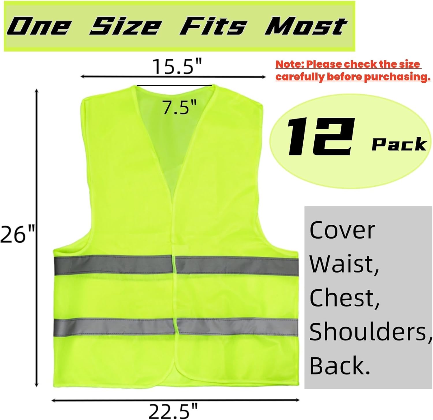 12 Pack High Visibility Safety Vests, Mesh Security Vest with 2 Reflective Silver Strips, Construction Work Vest Bulk for Men Women Traffic Emergency Work Running Cycling, Fluorescent Green - Image 2