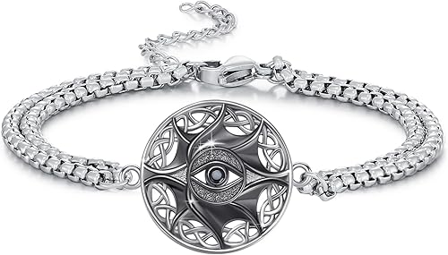 Blue Evil Eye Bracelet S925 Sterling Silver Jewelry Gifts for Women Men