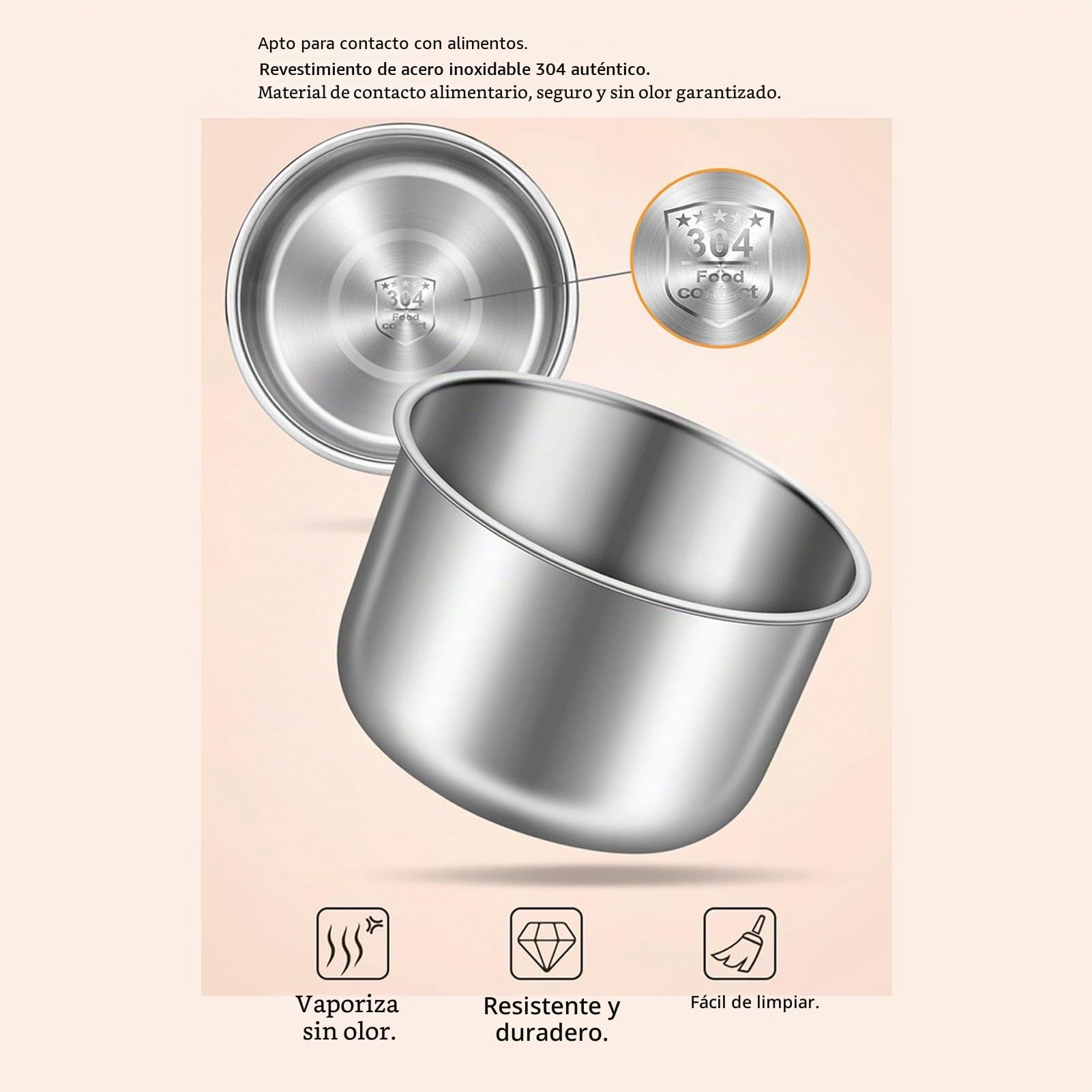 Asixxsix Eléctrica, Contenedor Interior de Acero Inoxidable 304, Reserva de 24 Horas, Calentador de Alimentos Automático Seguro, Potencia de 250 W, Capacidad de 1 Litro (Enchufe europeo