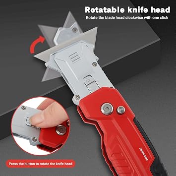 Utility Knife Scraper, 2-in-1 Folding Scraper Utility Knife with 3 Blades replacement, Multi-functional Tool with Built-In Blade Storage for Home, Office(COLOR:Red)