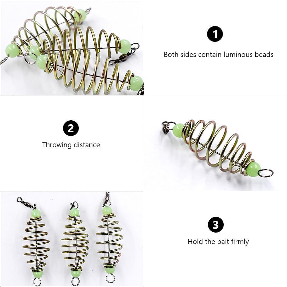24 piezas de jaula de trampa de cebo de pesca: soporte de cesta de alimentación para equipo de pesca de carpa, acero al carbono, señuelo grueso, accesorios de pescado, cesta de regalo para amigos